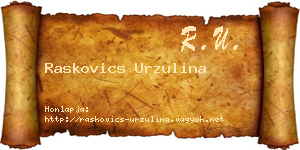 Raskovics Urzulina névjegykártya